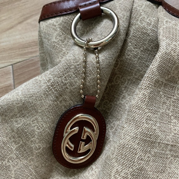Authentic Gucci bag light beige with brown leather handles - Picture 4 of 6